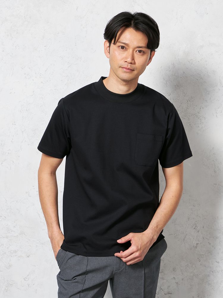 【汗じみ防止】半袖クルーネックTシャツポケット付ビズTシルケット加工カジュアルインナー無地TOKYORUN春夏