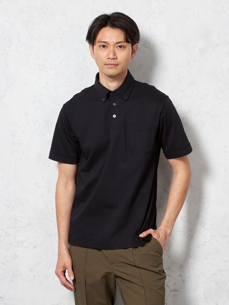【汗じみ防止】半袖ポロシャツボタンダウンビズポロシルケット加工カジュアルインナー無地TOKYORUN春夏