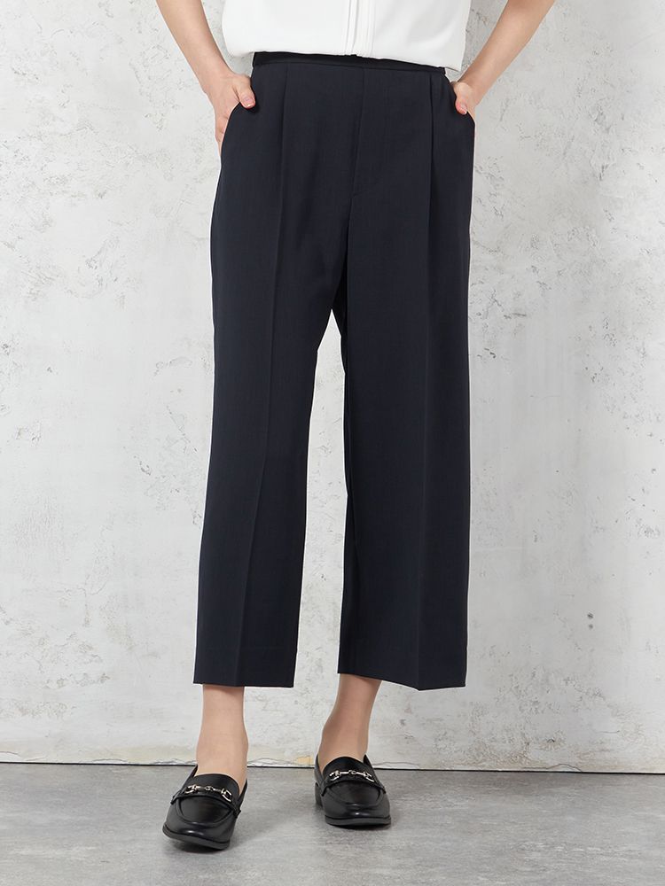 【INDIVI】ウォッシャブルクールツイストワイドパンツ無地【レディース】