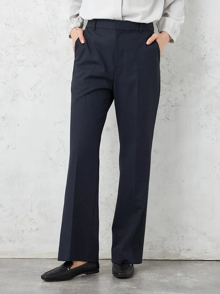 【INDIVI】キャリーマンウール混ワイドパンツチェックウォッシャブル秋冬【レディース】