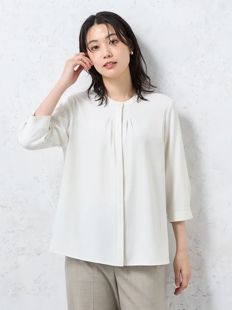 【INDIVI】アムンゼンフロントタックブラウスカットソーウォッシャブル通年【レディース】