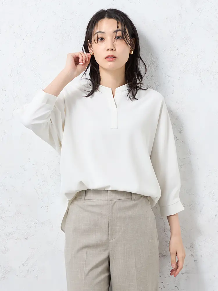 【INDIVI】アムンゼンキーネックブラウスカットソー長袖ウォッシャブル通年【レディース】