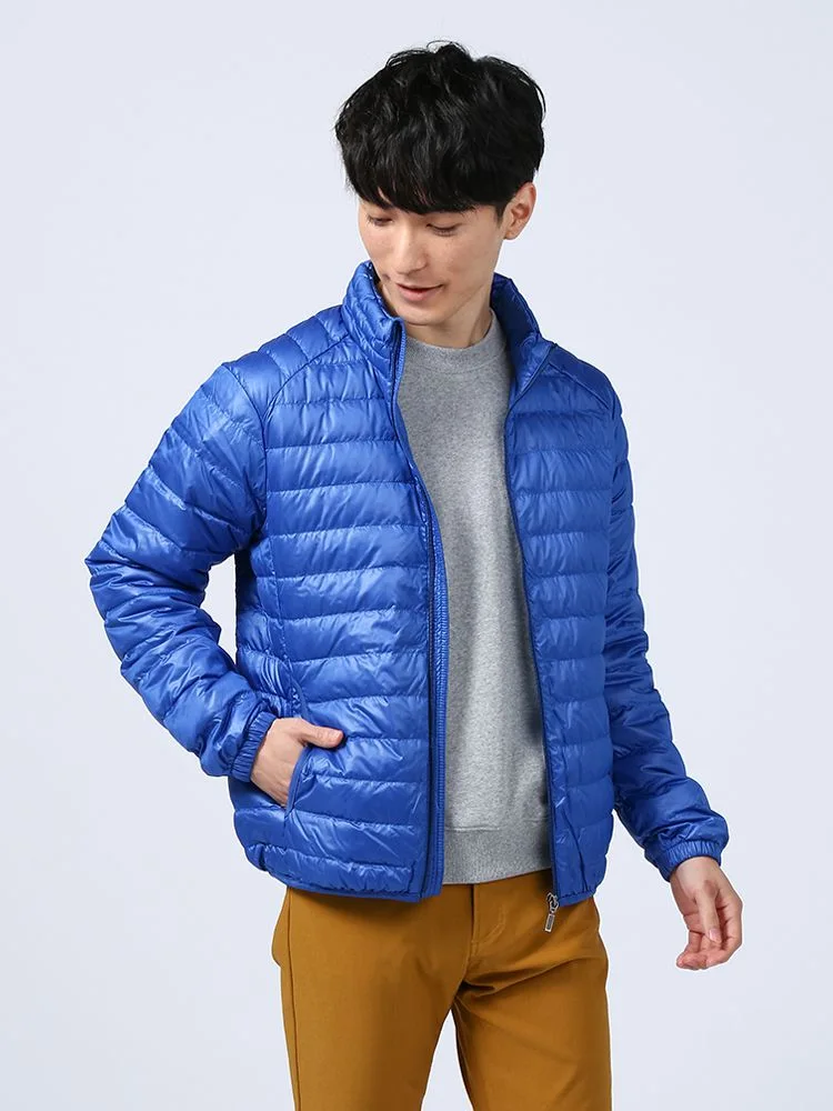 【撥水加工】軽量ダウンブルゾン中綿カジュアルアウター無地秋冬