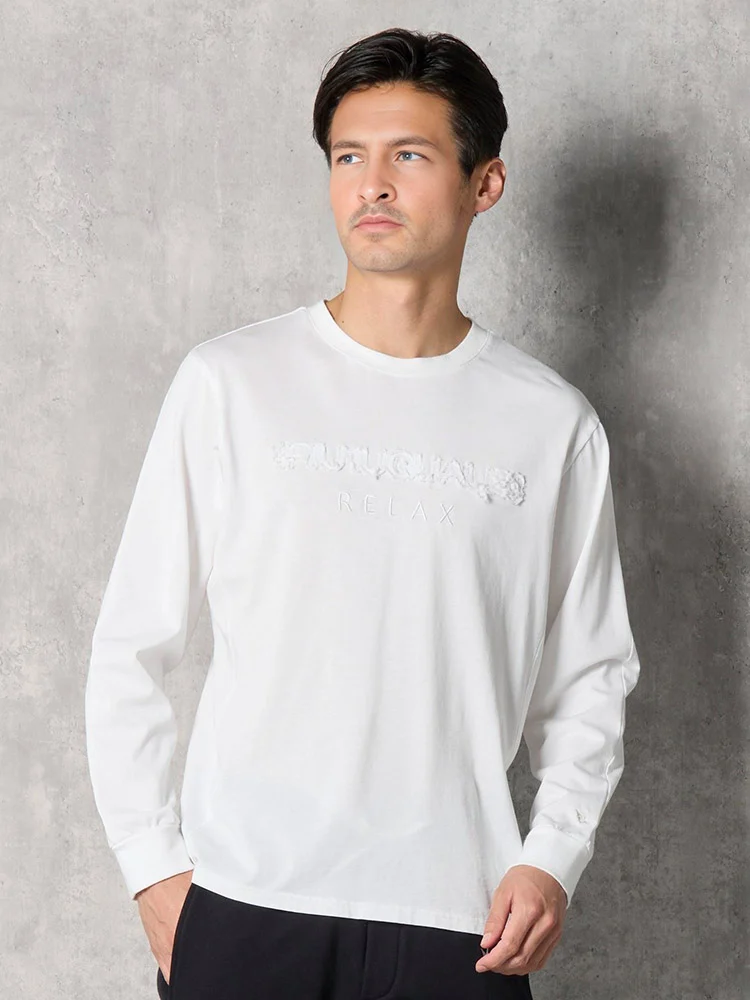 【1PIU1UGUALE3RELAX】CUT-OFFLOGOロングスリーブシャツ通年（ウノピゥウノウグァーレトレ）