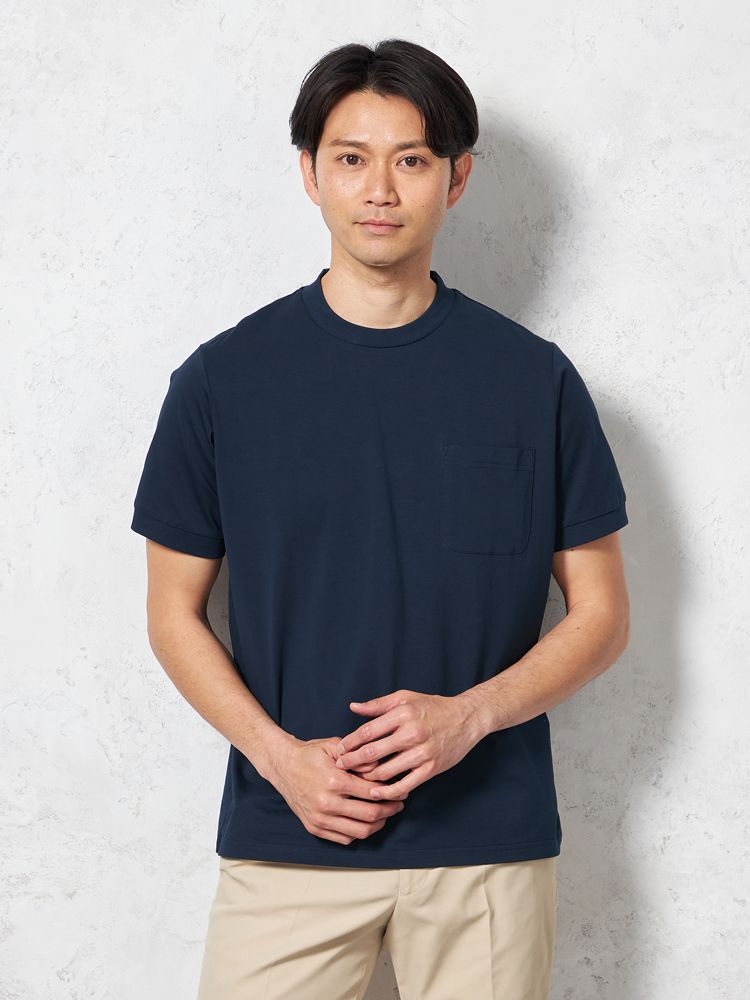 【冷感】半袖スロープネックTシャツカジュアルインナー無地TOKYORUN春夏