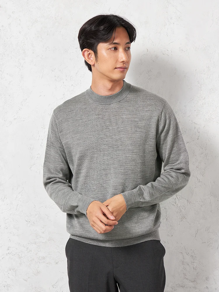 【制電＆抗ピリング】天竺モックネックセーターカジュアルインナー無地リッケンバッカー秋冬