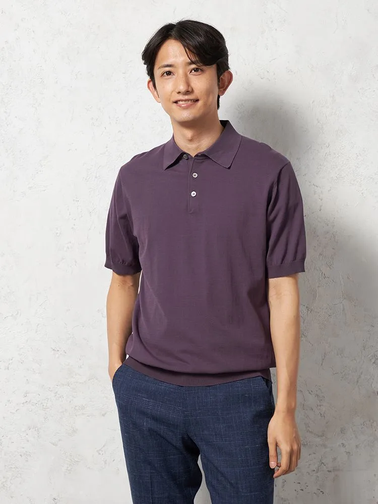 【綿100%】半袖ポロシャツニット素材無地カジュアルインナーリッケンバッカーブラック春夏