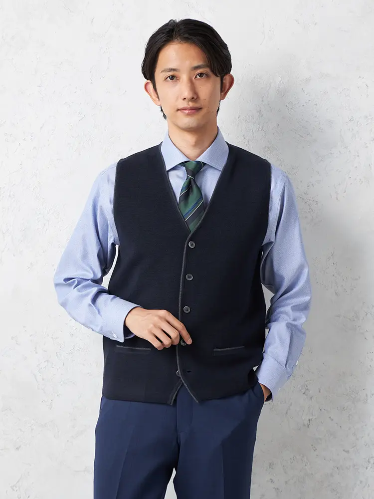 【リッケンバッカー】前身ミラノリブ後身キルトベストカジュアルインナーニット半袖ベスト保温秋冬