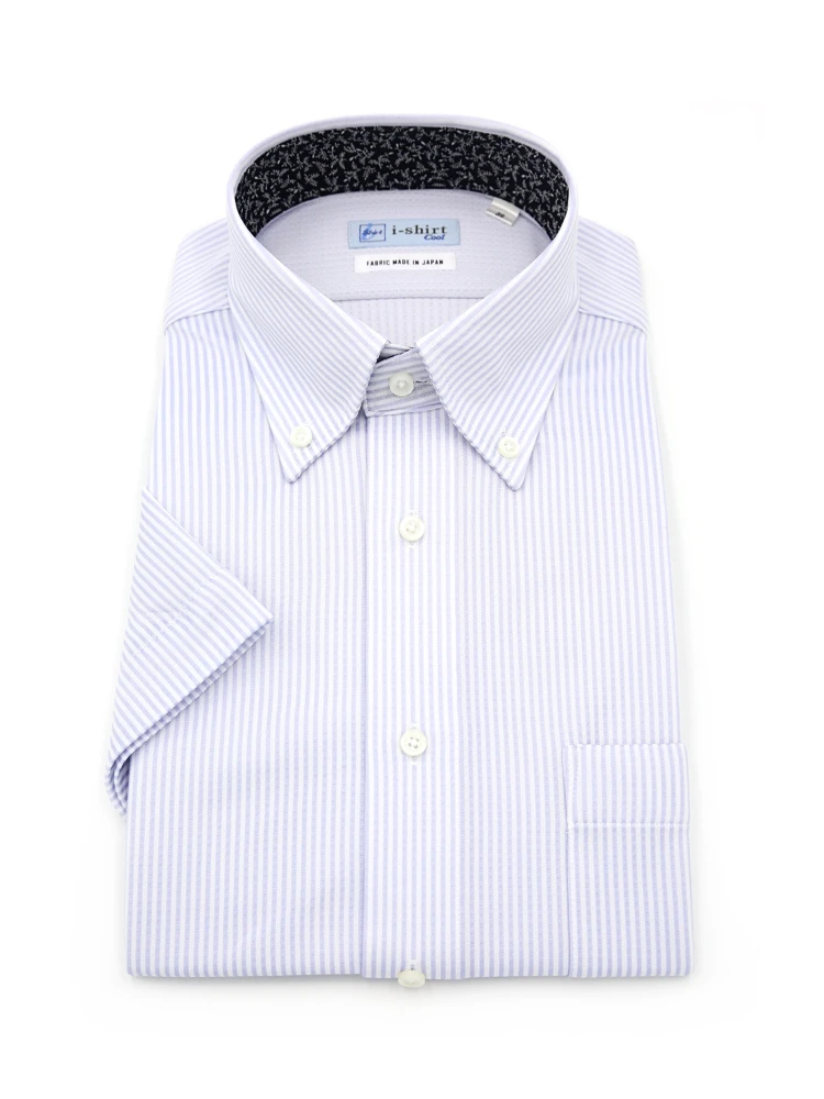 【完全ノーアイロン】半袖アイシャツボタンダウン【DRYAIR生地使用】通気性ストライプワイシャツi-shirt春夏