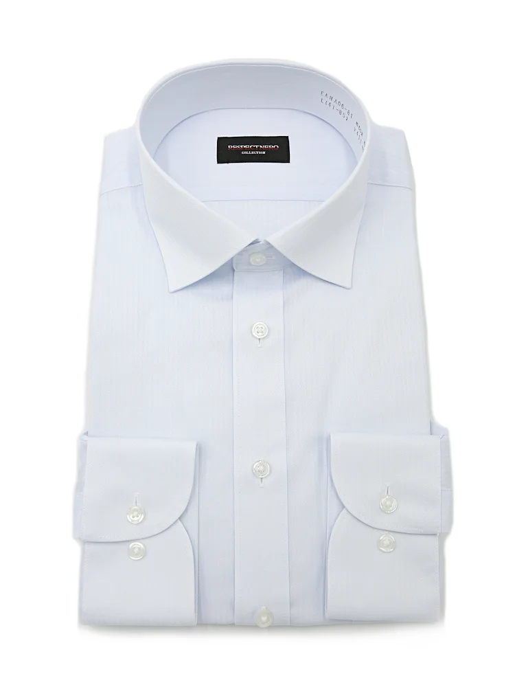 【形態安定】長袖ワイシャツセミワイドカラーシャドウストライプ柄【スリム】【フレッシャーズにもおすすめ】nero通年【スリムデザイン】