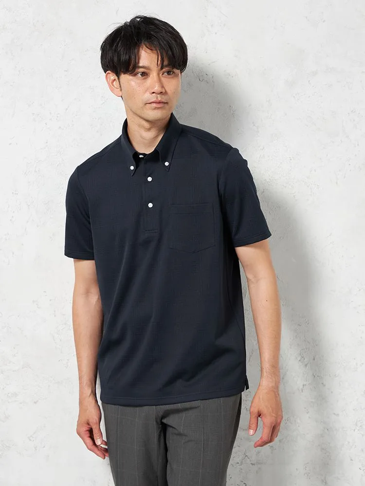 【吸湿冷感】完全ノーアイロン半袖アイポロシャツボタンダウンチェックi-shirt春夏