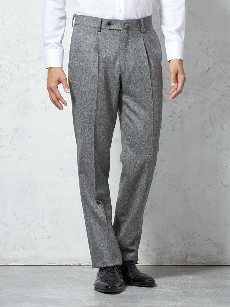 【ウール混】パンツワンタックニットスラックス無地STOVEL＆MASON秋冬