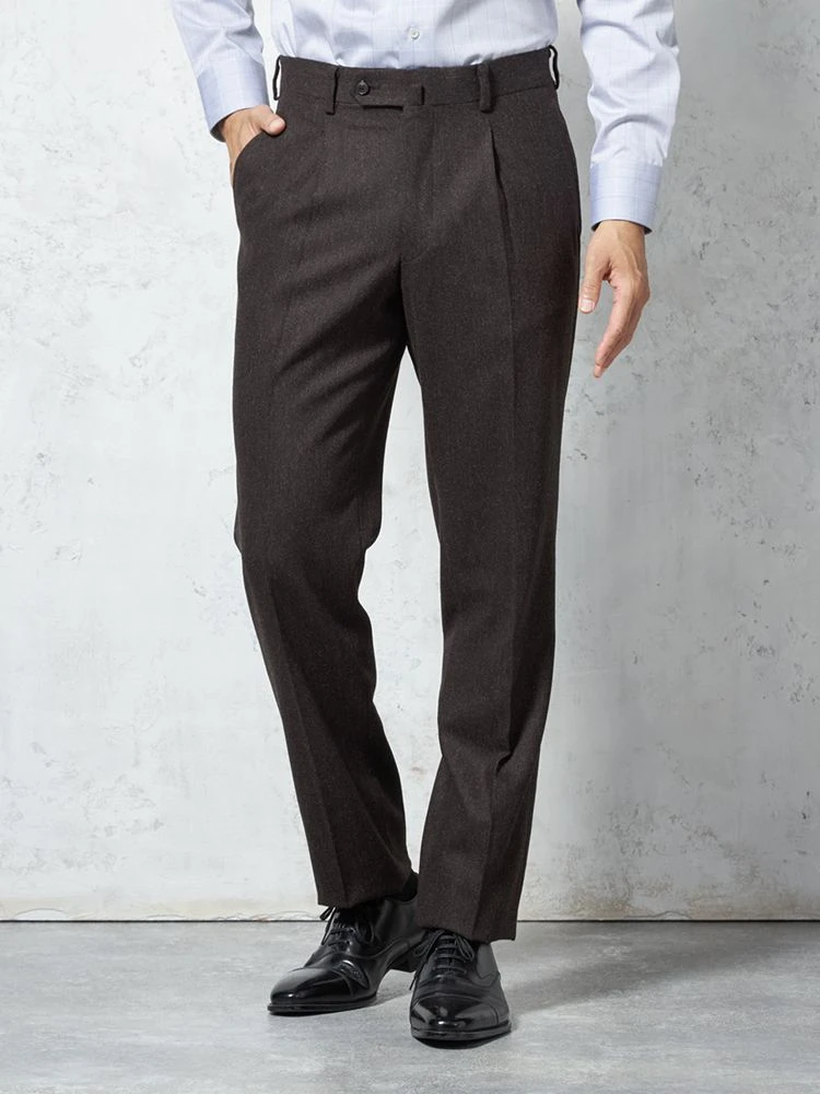 【ウール混】パンツワンタックニットスラックス無地STOVEL＆MASON秋冬