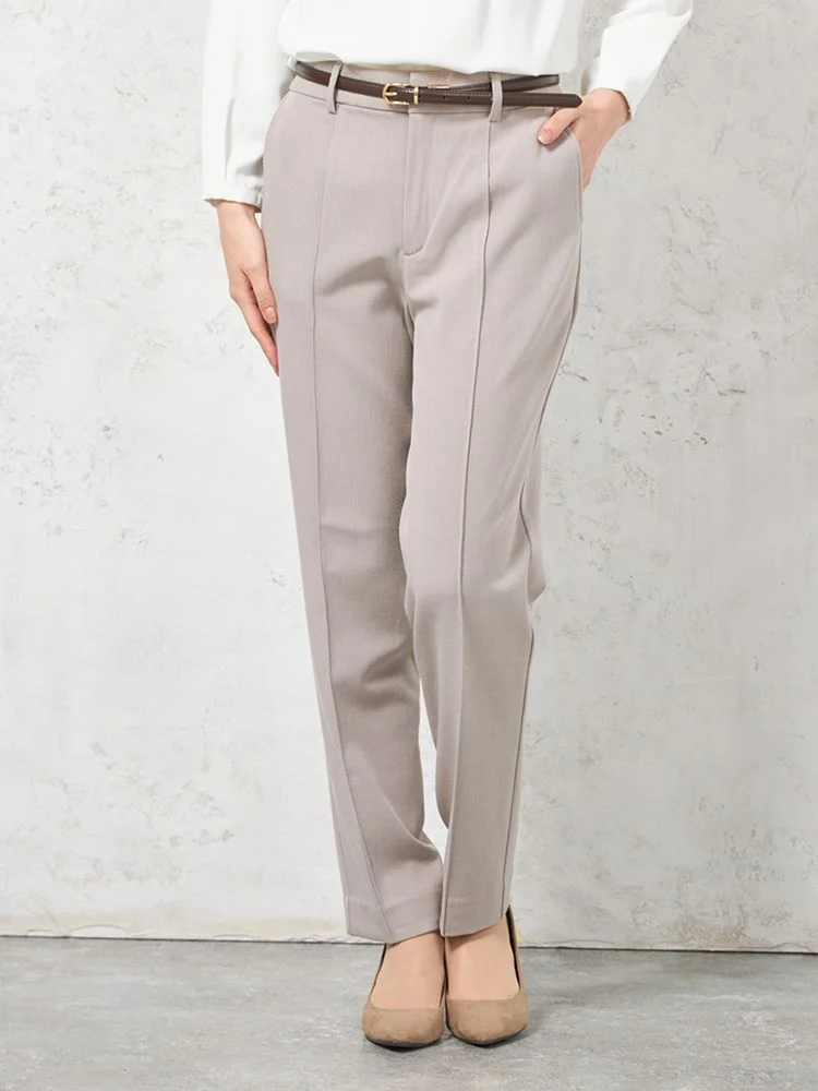 【ウォッシャブル】スティックパンツ裏起毛2WAYストレッチ内股シームレス無地秋冬【レディース】