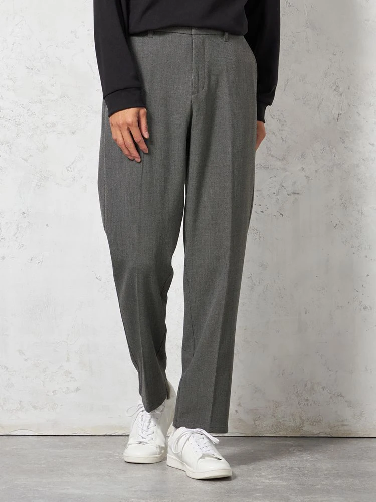 【ウォッシャブル】裏起毛テーパードシルエットストレッチウエストゴム無地カジュアルパンツWALKPLUS秋冬