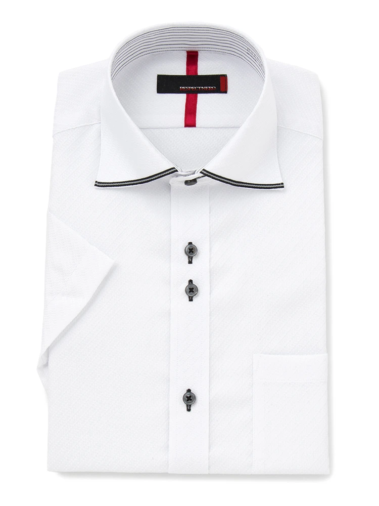 半袖白ドビーセミワイド