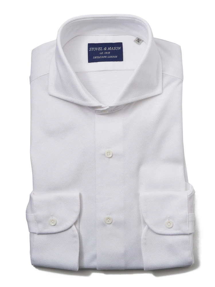 【プレミアムコットンニット】長袖ワイシャツカッタウェイ綿100％無地S＆MBLUELABEL通年