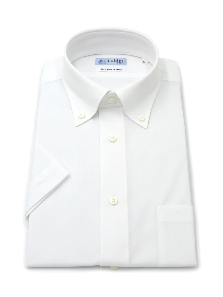 【即納】WEB限定【完全ノーアイロン】半袖アイシャツボタンダウンストレッチ織柄無地i-shirt春夏