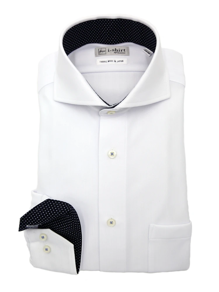 【完全ノーアイロン】長袖アイシャツカッタウェイストレッチ吸水速乾織柄無地ワイシャツi-shirt通年