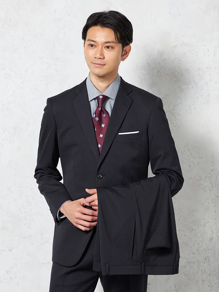 【ライトフィール】スーツ2つボタンツーパンツ上下ウォッシャブル軽量シャドウストライプTANITA-タニタ-春夏