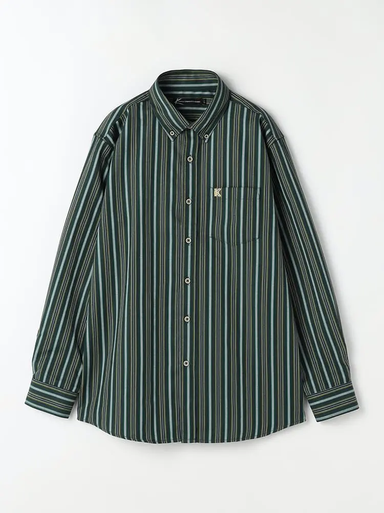 【カンサイ・ヤマモト】ストライプシャツカジュアルインナー秋冬