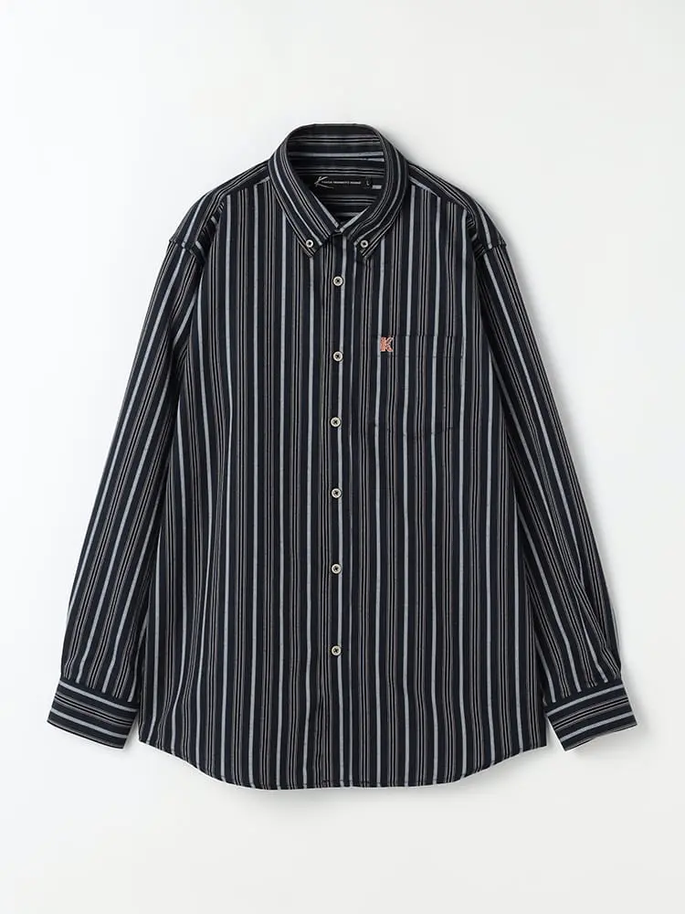 【カンサイ・ヤマモト】ストライプシャツカジュアルインナー秋冬
