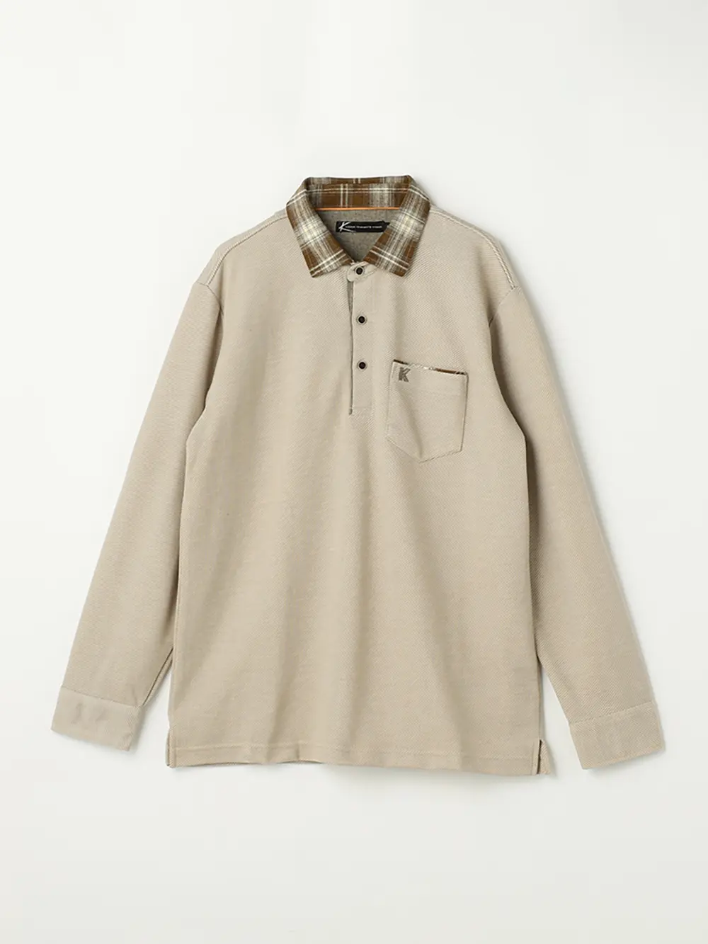 【カンサイ・ヤマモト】カルゼ布帛衿ポロシャツカジュアルインナー秋冬