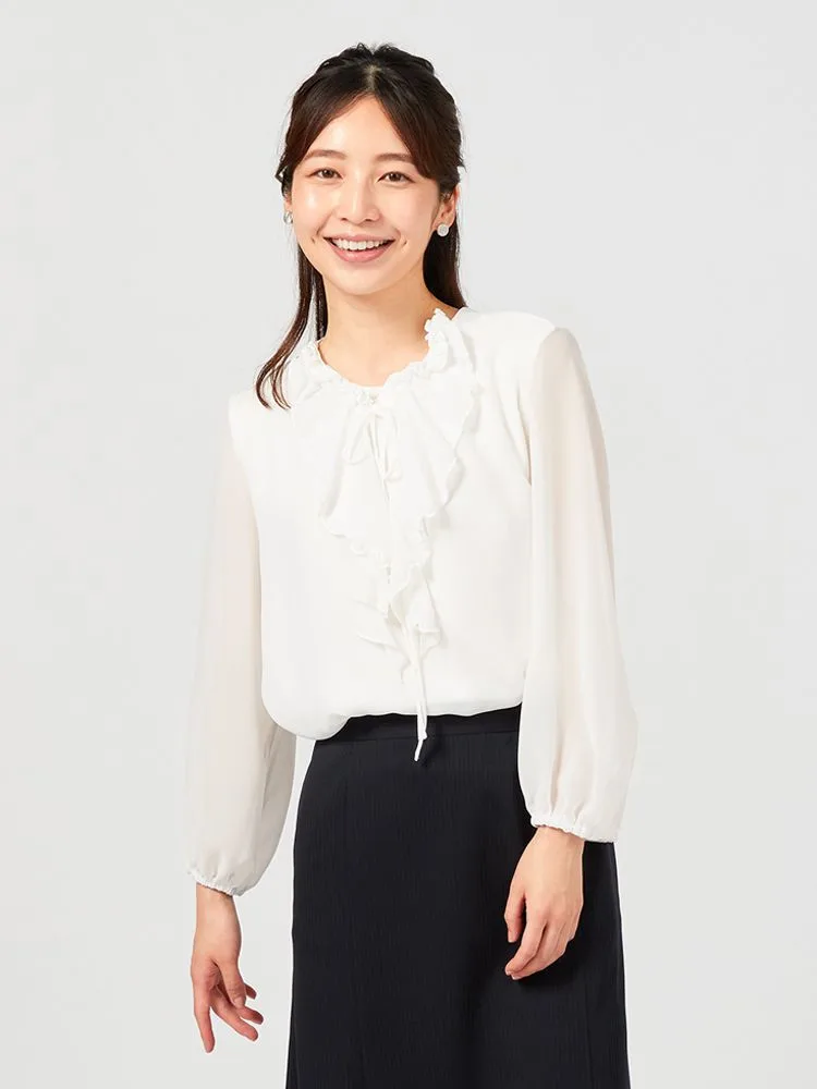 【3WAYコーデ】カットソー長袖取り外しフリルカットソーブラウスウォッシャブルViVi【レディース】