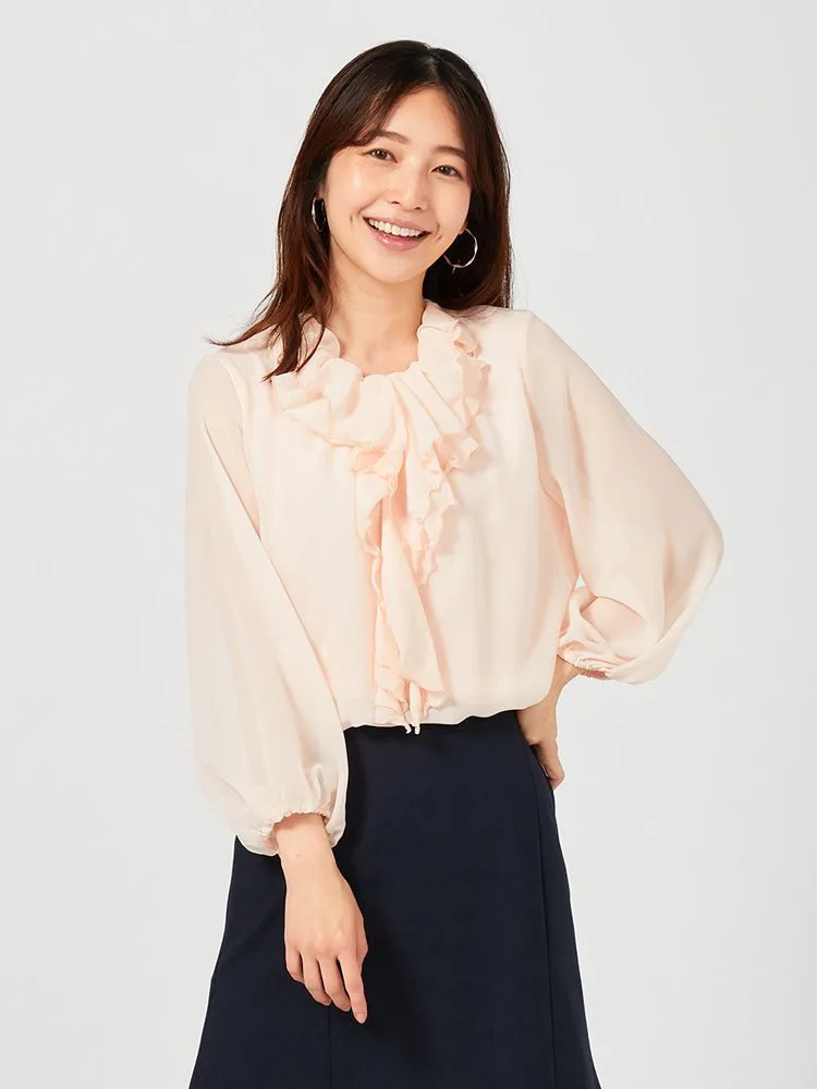 【3WAYコーデ】カットソー長袖取り外しフリルカットソーブラウスウォッシャブルViVi【レディース】