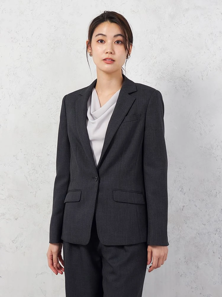 【働ラク肩ラクスーツ】ウールライクジャケット1つボタンウォッシャブルストレッチSOFFICE秋冬【レディース】