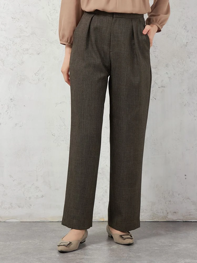 【働ラク肩ラクスーツ】ウールライクワイドパンツウォッシャブルストレッチSOFFICE秋冬【レディース】