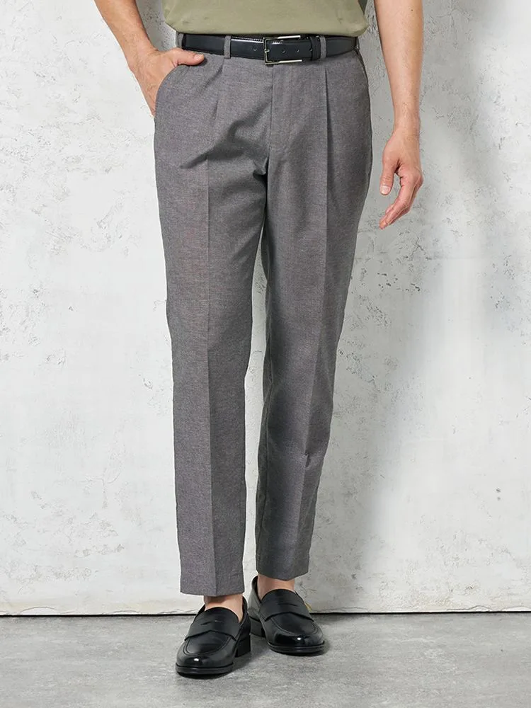 【綿麻混素材】パンツワンタックストレッチ【セットアップ商品有】リッケンバッカーブラック春夏