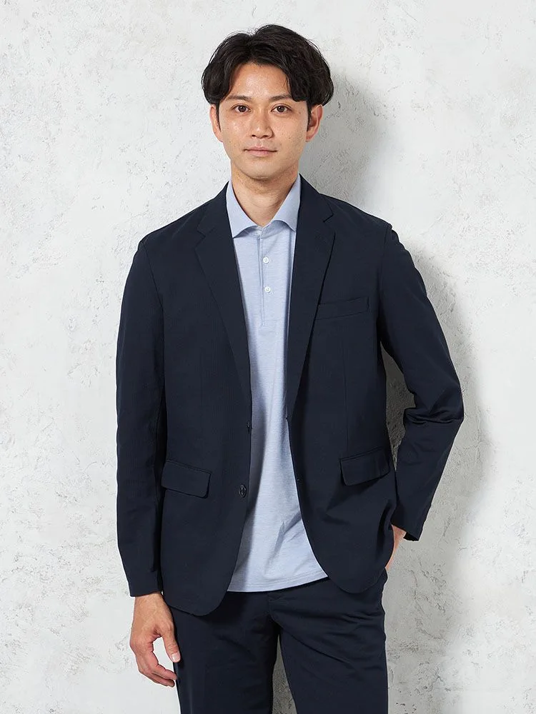 【ネイビー】上下セットアップ ブレサブルクール 通気清涼 無地 春夏