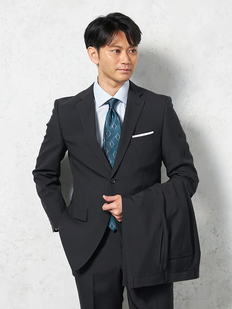 【上下ウォッシャブル】スーツ 2つボタン ツーパンツ イージーケア ストライプ pinky wolman