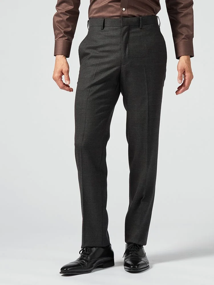 【制菌加工裏地】パンツ ノータック スラックス グレンチェック S＆M BLUE LABEL 秋冬