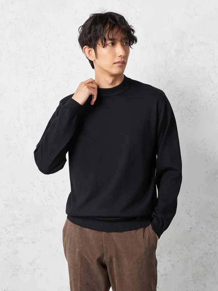 【KATHARINE E HAMNETT-キャサリン・イー・ハムネット-】 ビズニット モックネック カジュアルインナー 長袖 ストレッチ ウォッシャブル 軽量 吸湿発熱 秋冬