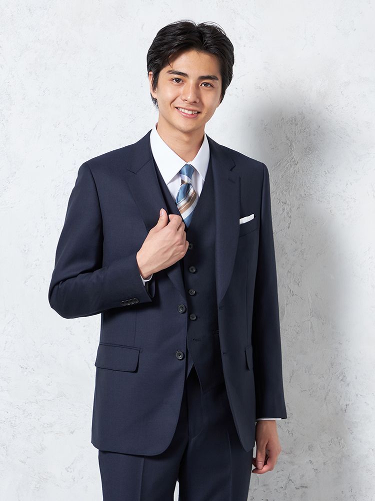 【ウール100%】スリーピーススーツ 2つボタン REDA マイクロパターン リッケンバッカー