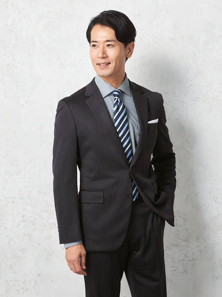 【リッケンバッカー】 ニット 上下ウォッシャブル スーツ 2つボタン ストライプ ノータック  通年