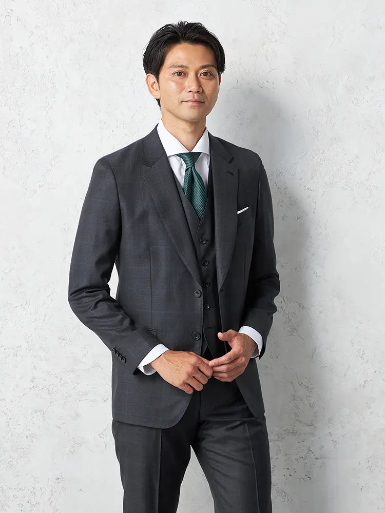 【リッケンバッカーホワイト】 ＲＥＤＡ スーツ 2つボタン チェック ノータック  秋冬